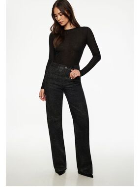 Dynamite Black Glitter Wide-Leg Jeans Heidi